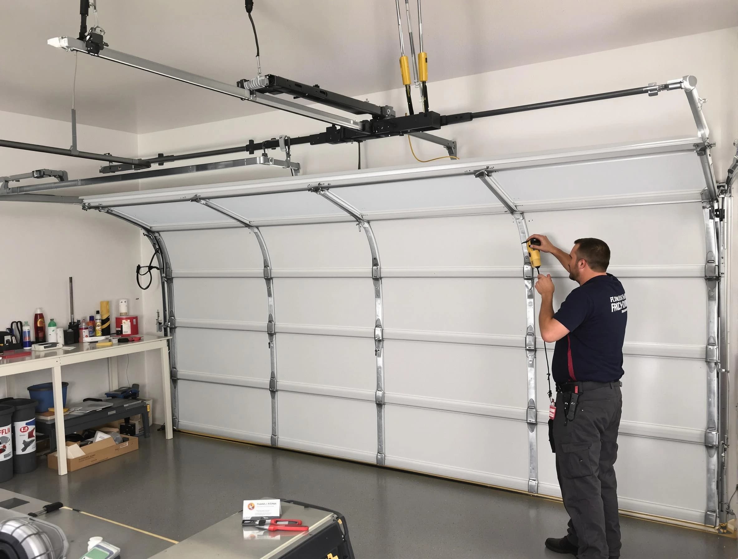 Avondale Estates Garage Door Repair certified technician performing overhead door system repair in Avondale Estates