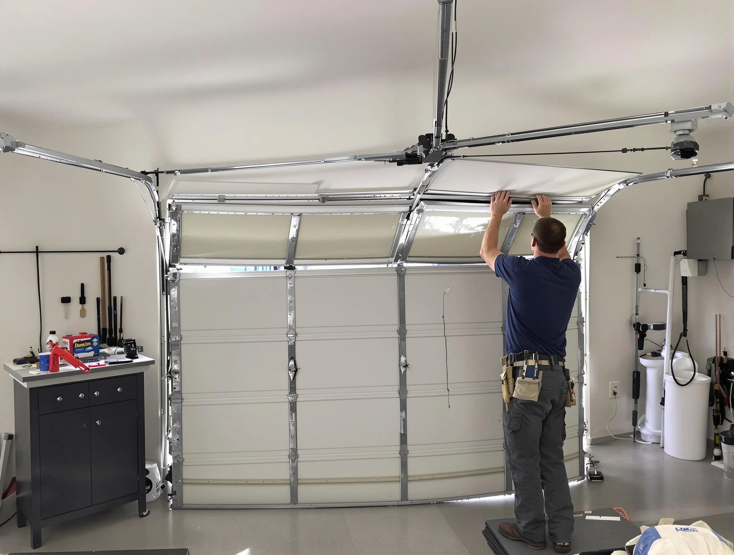 Avondale Estates Garage Door Repair specialist performing precise section replacement on Avondale Estates garage door