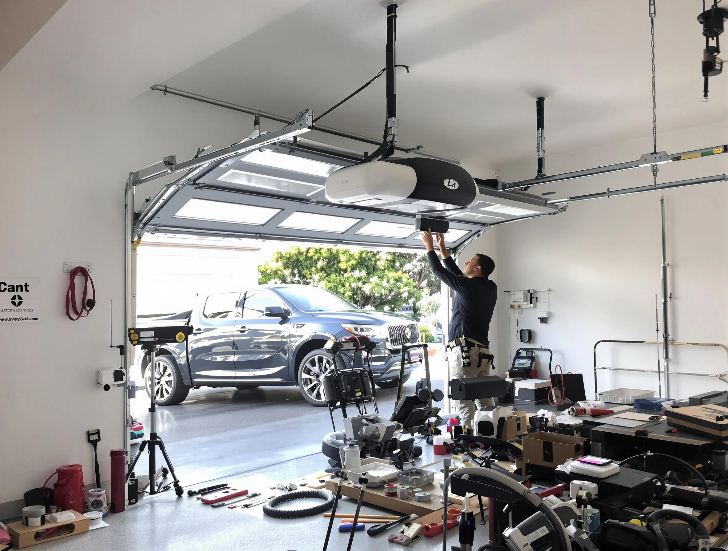 Avondale Estates Garage Door Repair specialist installing smart garage door opener system in Avondale Estates home