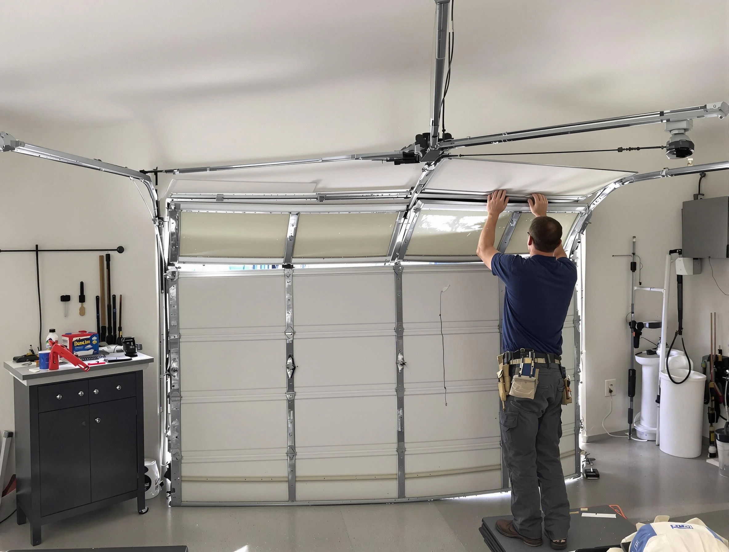 Avondale Estates Garage Door Repair specialist performing precise section replacement on Avondale Estates garage door